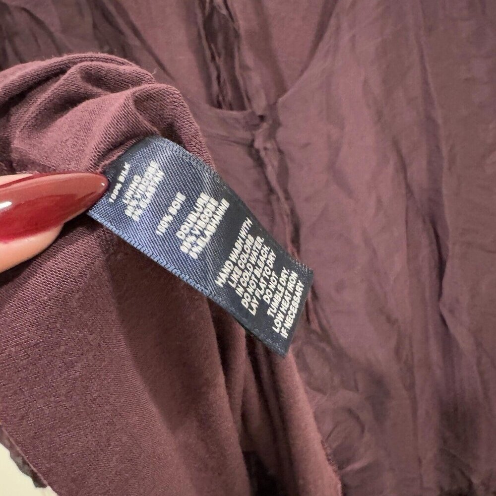 LE Marais Women's Burgundy Silk Blouse Top Shirt Medium M - Picture 5 of 8